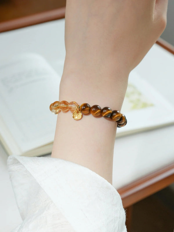 Amber Glow Citrine & Tiger Eye Intentional Bracelet