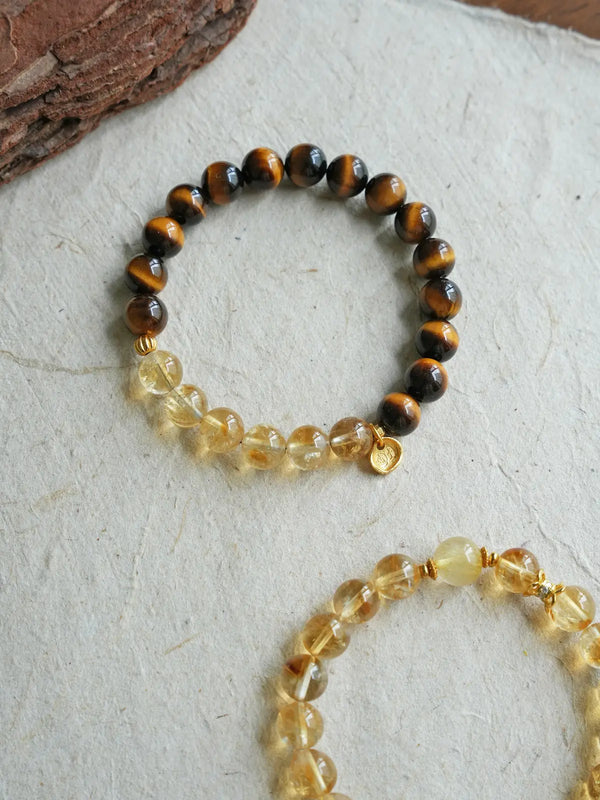 Amber Glow Citrine & Tiger Eye Intentional Bracelet