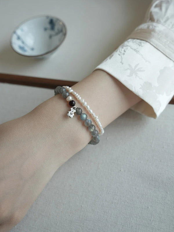 Aurora Veil Moonstone & Amber Intentional Bracelet