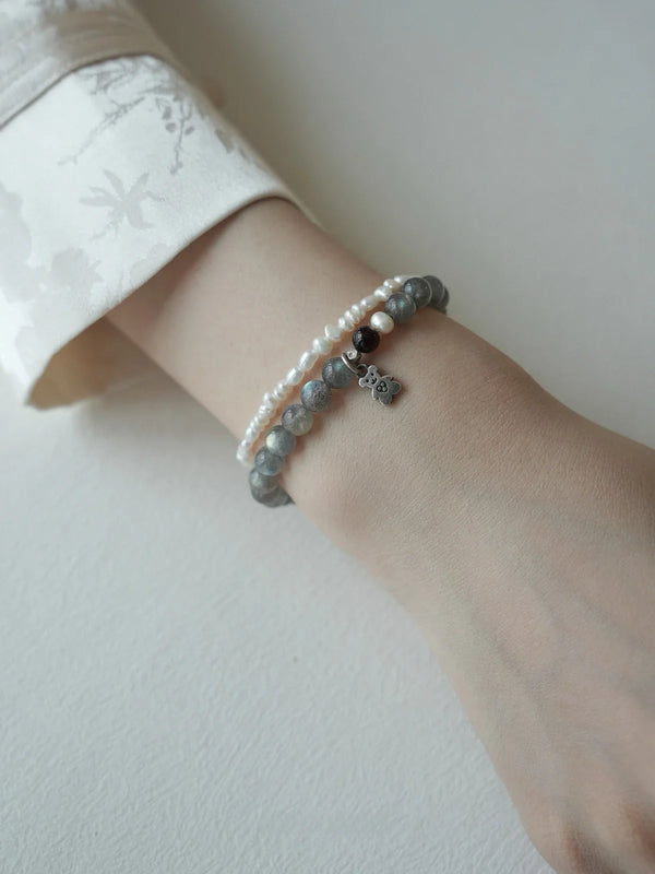 Aurora Veil Moonstone & Amber Intentional Bracelet