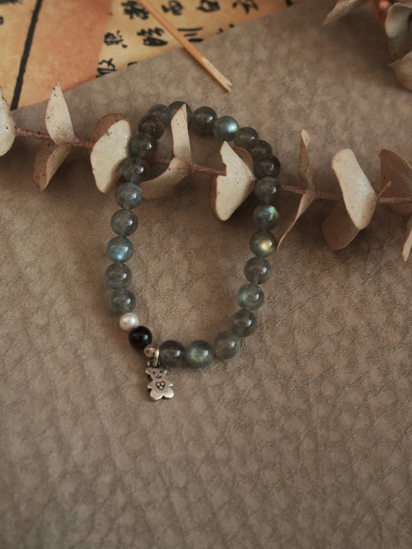 Aurora Veil Moonstone & Amber Intentional Bracelet