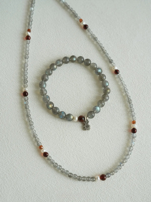 Aurora Veil Moonstone & Amber Intentional Bracelet