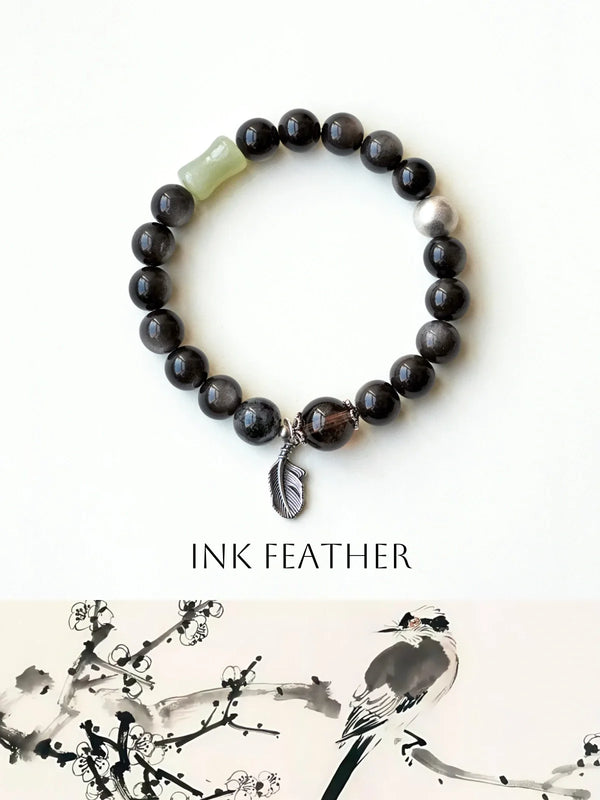 Ink Feather Crystal Healing Bracelet